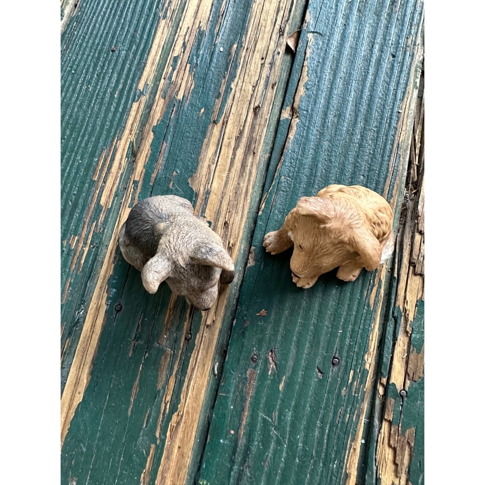 Vintage Homco Puppy Dog Figurines Set of 2 Porcelain Bisque 8828 Brown Tan